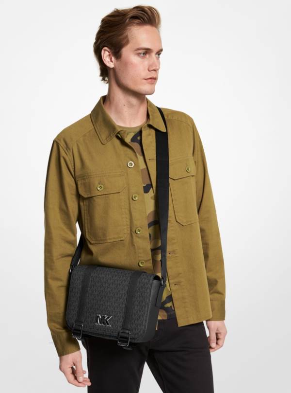Panske Crossbody Kabelka Michael Kors Cooper Medium Logo Čierne - Tasky Michael Kors Slevy | XQJAV-4679